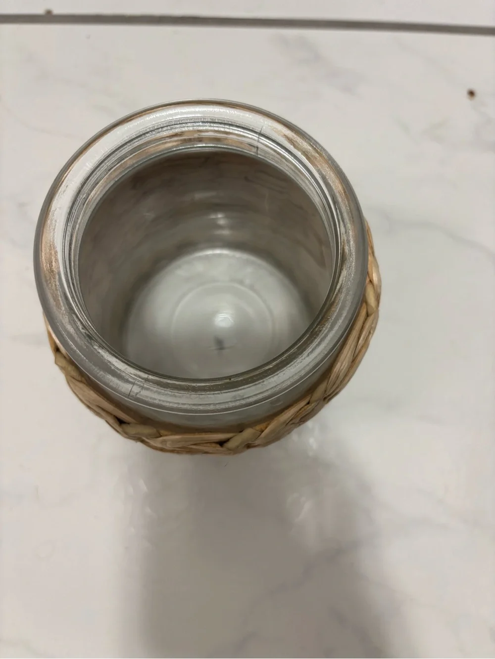 Woven Natural Glass Vase - Tan